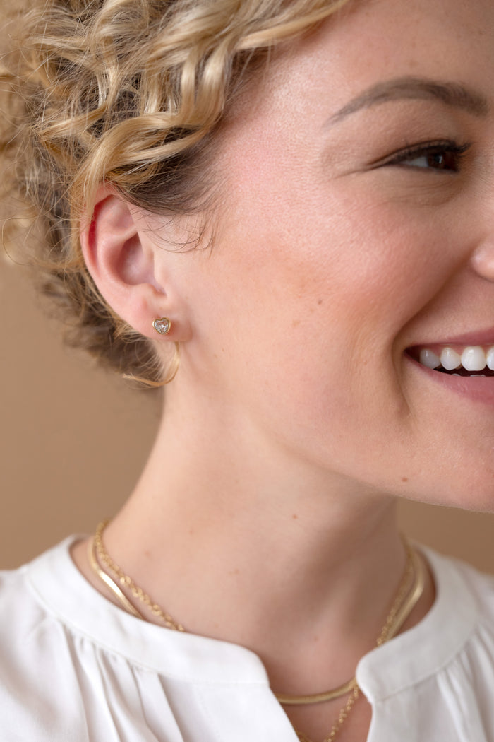 Crystal Heart Mini Stud Earrings