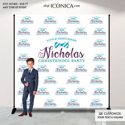 Custom Little Man Backdrop, Bowties, Christening, Birthday (Printed or Digital File)