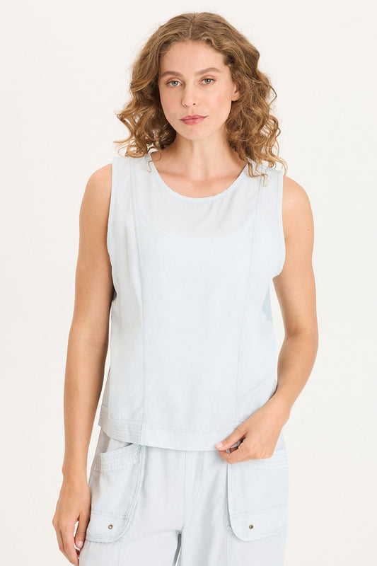 XCVI Davies Stitched Hem Twill/Jersey Tank
