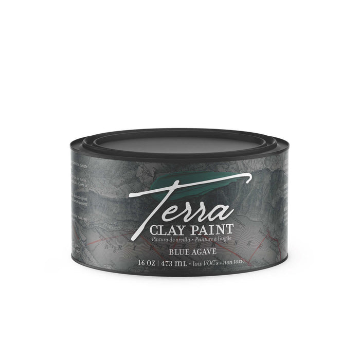 Closed 16 oz. container of Dixie Belle Blue Agave Terra Clay Paint