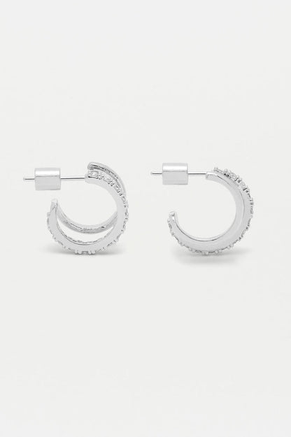 Double Hoop Illusion Pave Earrings