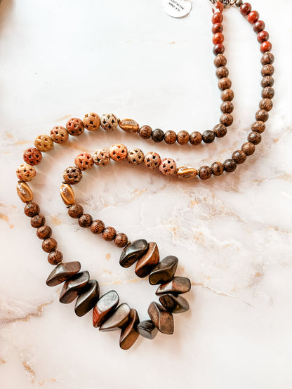 Dust In The Wind Fossilized Wood Beaded Necklace