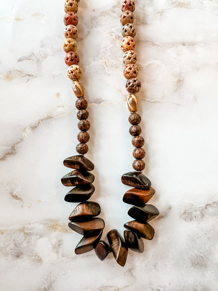 Dust In The Wind Fossilized Wood Beaded Necklace