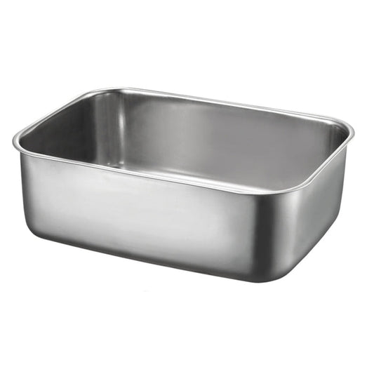 Der Unold Edelstahl-Innenbehälter für LUNCHBOX 58850 ist ein rechteckiger Edelstahlbehälter mit glatten, abgerundeten Kanten, abgebildet auf weißem Hintergrund.