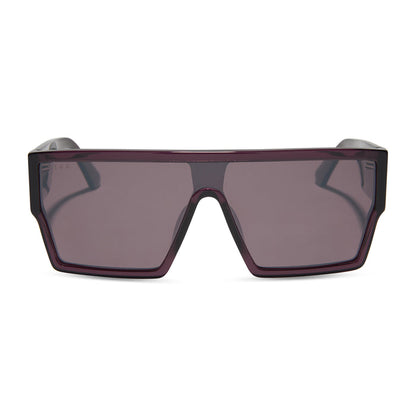 diff eyewear electra shield sunglasses aubergine & silver flash front view