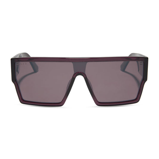 diff eyewear electra shield sunglasses aubergine & silver flash front view