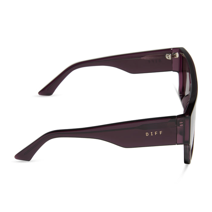 diff eyewear electra shield sunglasses aubergine & silver flash side view