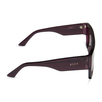 diff eyewear electra shield sunglasses aubergine & silver flash side view