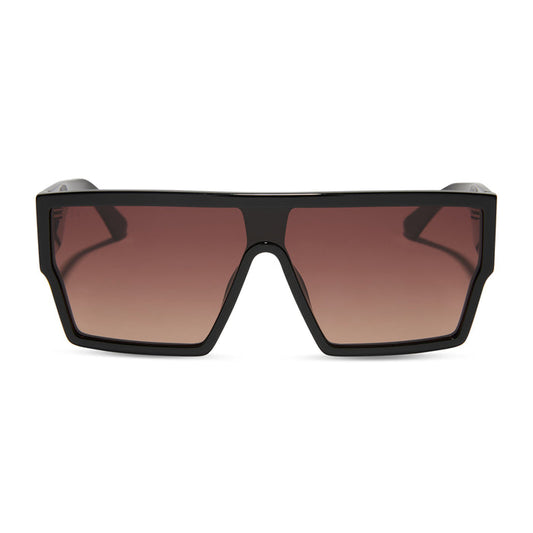 diff eyewear electra shield sunglasses black & brown gradient front view