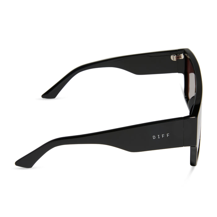 diff eyewear electra shield sunglasses black & brown gradient side view