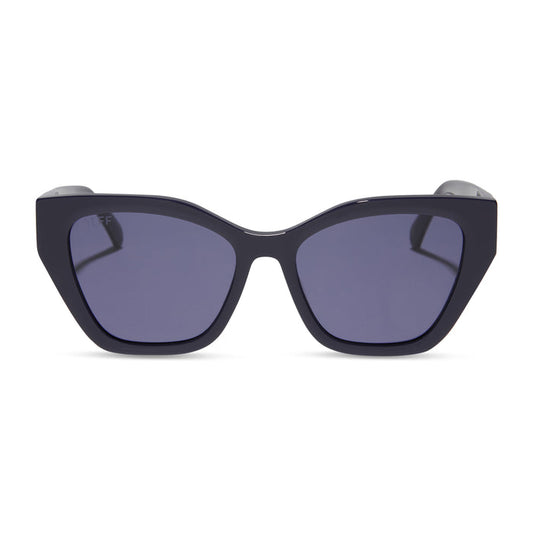 diff eyewear featuring the evie cat eye sunglasses with a royal frame and midnight blue lenses front view