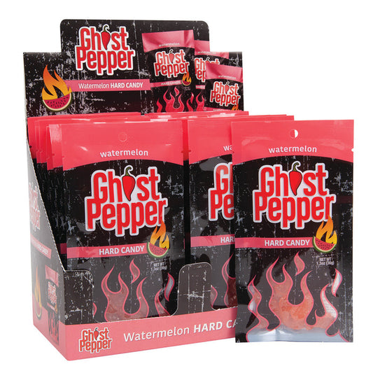 Flamethrower Candy Ghost Pepper Watermelon Hard Candy Peg Bag - 24 Count