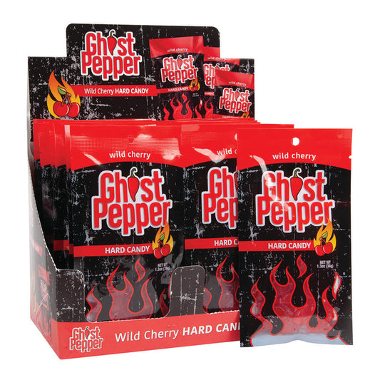 Flamethrower Candy Ghost Pepper Wild Cherry Hard Candy Peg Bag - 24 Count