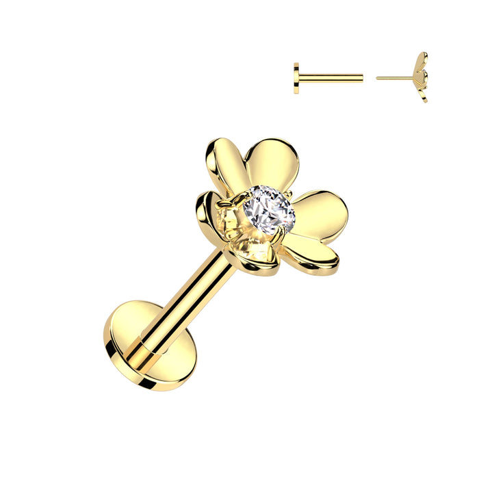 Flower with Diamond Flat Back Earring