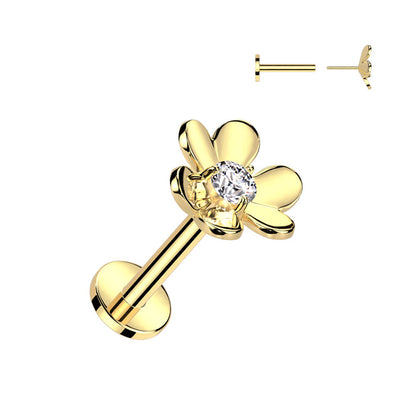 Flower with Diamond Flat Back Earring