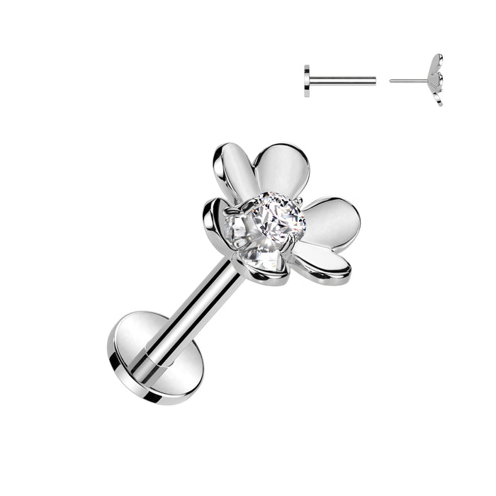 Flower with Diamond Flat Back Earring