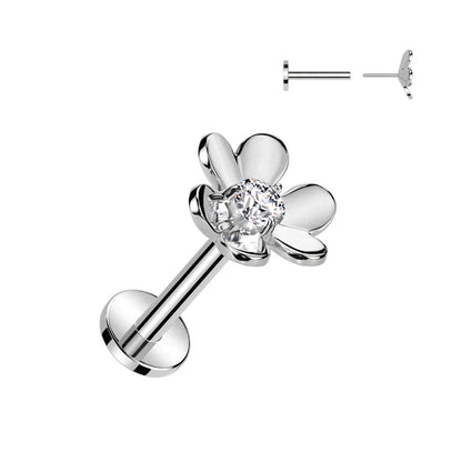 Flower with Diamond Flat Back Earring