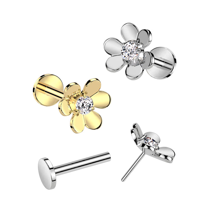 Flower with Diamond Flat Back Earring