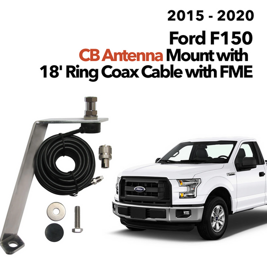 Ford F150 CB Antenna Mount with 18 Ring Coax Cable with FME 2015 - 2020 | Right Channel Radios