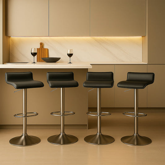 Four Craig Bar Stools Gas Lift Chrome Black by Urban Style