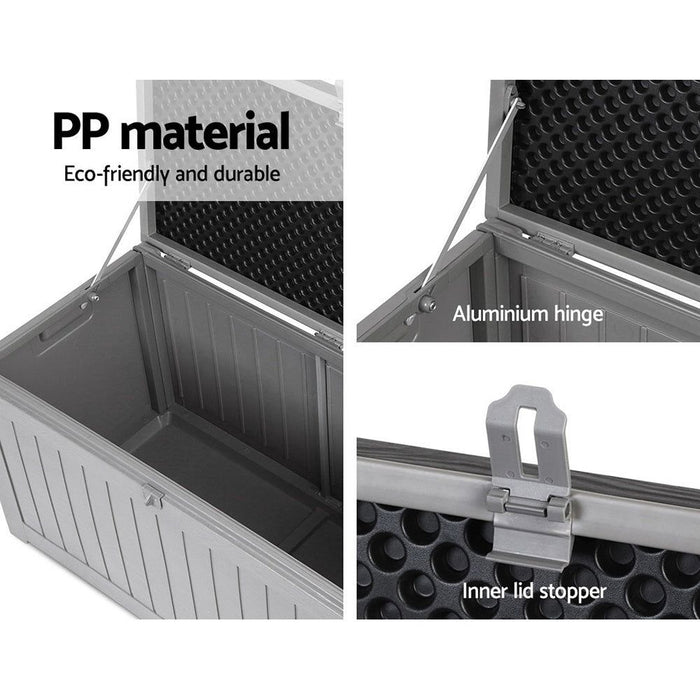 Gardeon Outdoor Storage Box 190L Container Lockable Garden Bench Tool Shed Black -Home Living Store - -