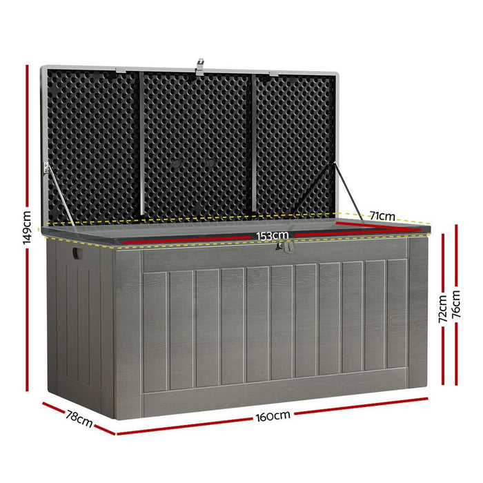 Gardeon Outdoor Storage Box 830L Container Lockable Garden Bench Tool Shed Black -Home Living Store - -