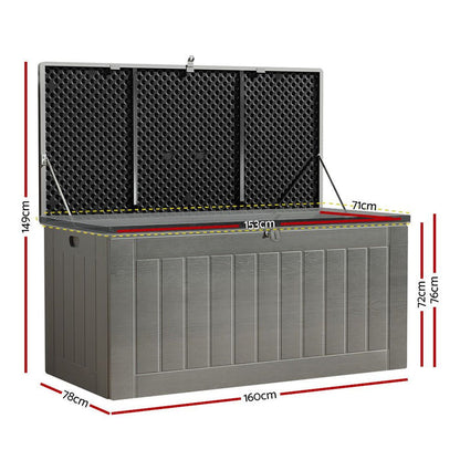 Gardeon Outdoor Storage Box 830L Container Lockable Garden Bench Tool Shed Black -Home Living Store - -