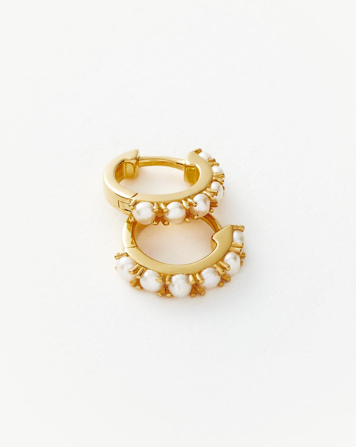 Gemstone Huggies | 18ct Gold Plated Vermeil/Pearl Earrings Missoma