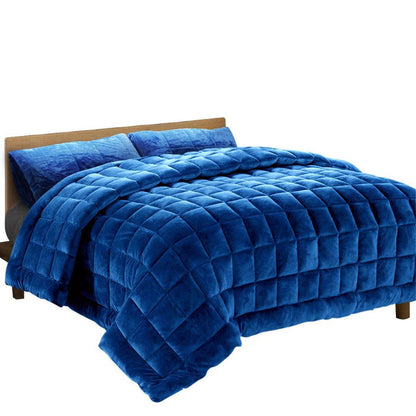 Giselle Bedding Faux Mink Quilt Blue Super King -Home Living Store - -
