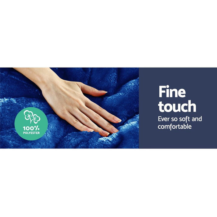 Giselle Bedding Faux Mink Quilt Blue Super King -Home Living Store - -