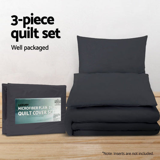 Giselle Bedding Quilt Cover Set Classic Black Queen -Home Living Store - -