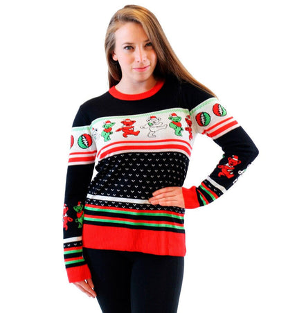Grateful Dead Dancing Bears Ugly Christmas Sweater-tvso