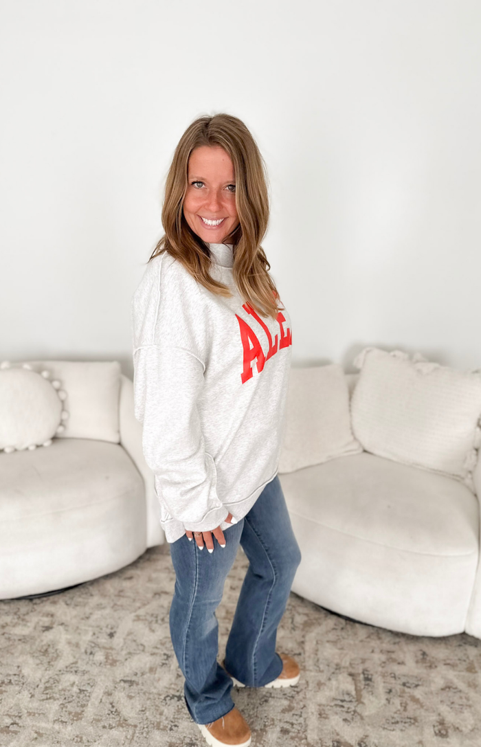 Grey Alex Mock Neck Sweatshirt