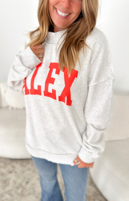 Grey Alex Mock Neck Sweatshirt