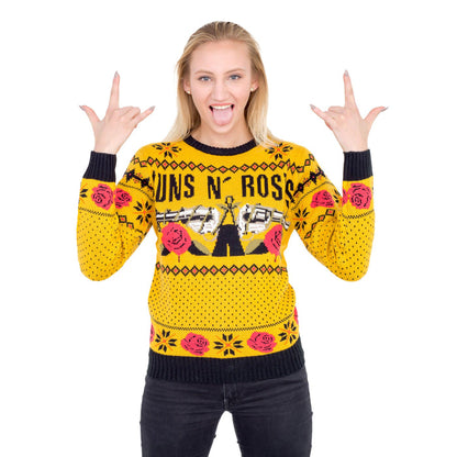 Guns N' Roses Hard Rock Band Text and Logo Ugly Christmas Xmas Sweater-tvso