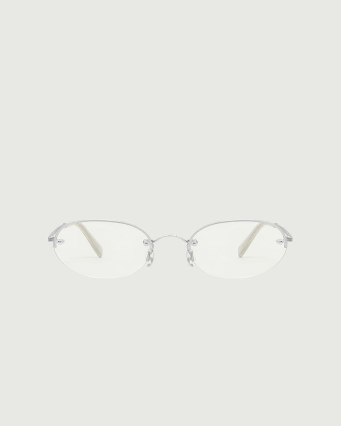 Silver::Harris Eyeglasses oval Gray stainless steel front