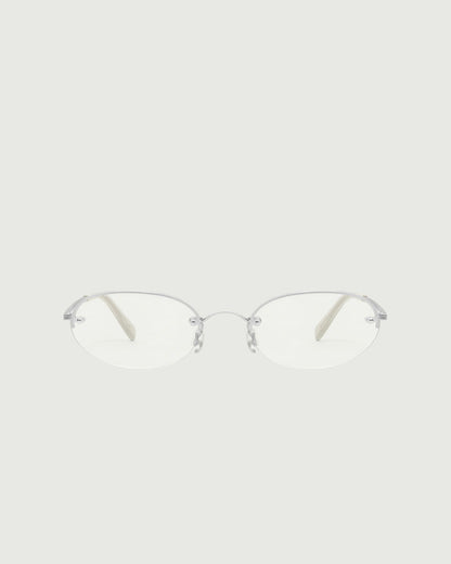 Silver::Harris Eyeglasses oval Gray stainless steel front