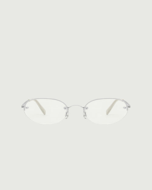 Silver::Harris Eyeglasses oval Gray stainless steel front