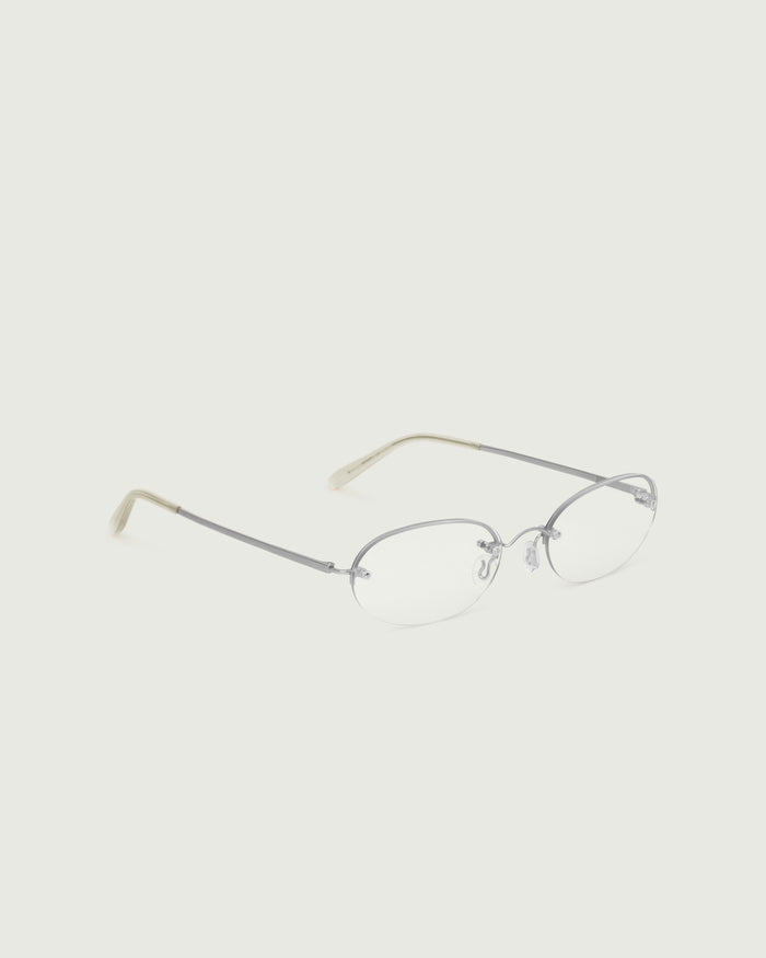 Silver::Harris Eyeglasses oval Gray stainless steel front diagonal