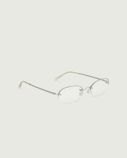 Silver::Harris Eyeglasses oval Gray stainless steel front diagonal
