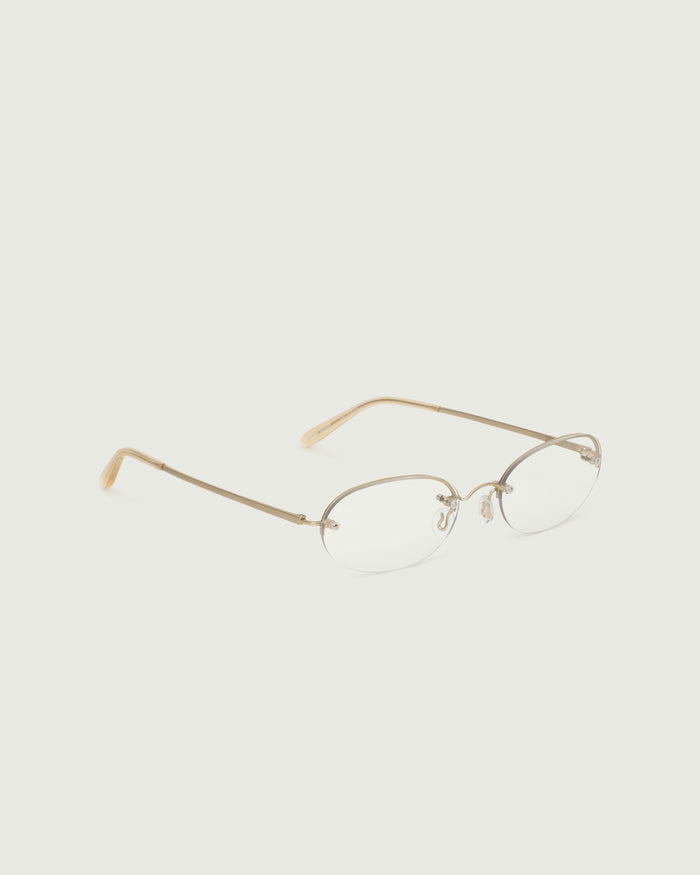 Tinsel::Harris Eyeglasses oval Gold stainless steel front diagonal