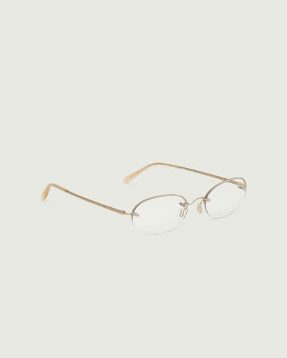 Tinsel::Harris Eyeglasses oval Gold stainless steel front diagonal