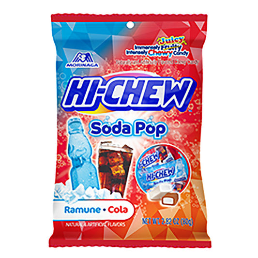 Hi Chew Ramune Cola Soda Pop Chewy Candy Peg Bag - 6 Count