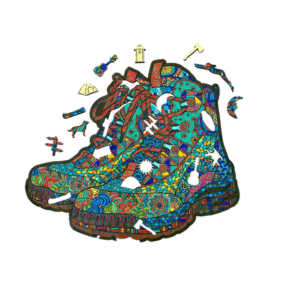 Hiking Boots Wood Puzzle Games & Books GSI