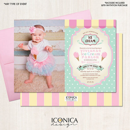 Ice Cream Parlor Birthday Invitation, Sprinkles Party, Printable or Printed