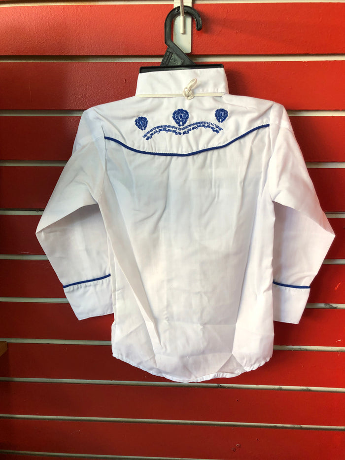 Camisa Charra Niño Blanco con Azul – Ropa Vaquera Mexicana