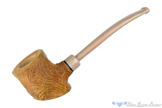 Blue Room Briars is proud to present this Jan Pietenpauw Pipe Sine Sandblast Strawberry Wood Poker with Brindle and Military Mount