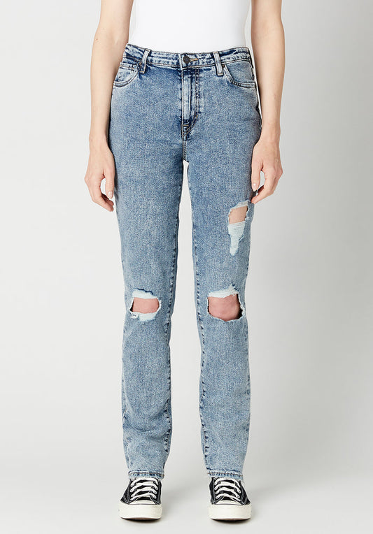 Buffalo Women Jeans Navy Denim Denim Pants High Rise Straight Fit