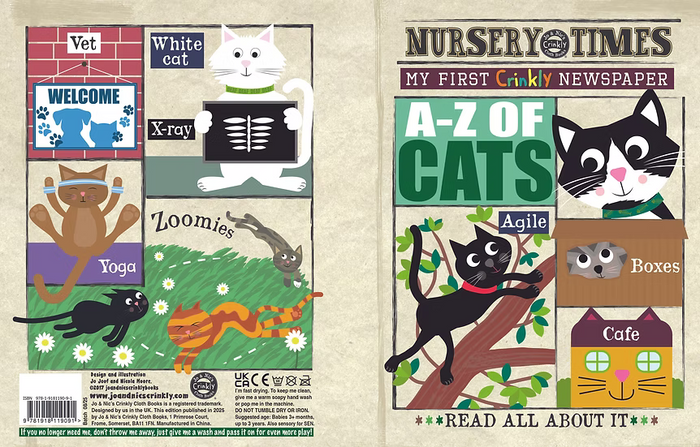 Jo & Nic's Crinkly Cloth Books - A-Z of Cats - Mabel & Fox