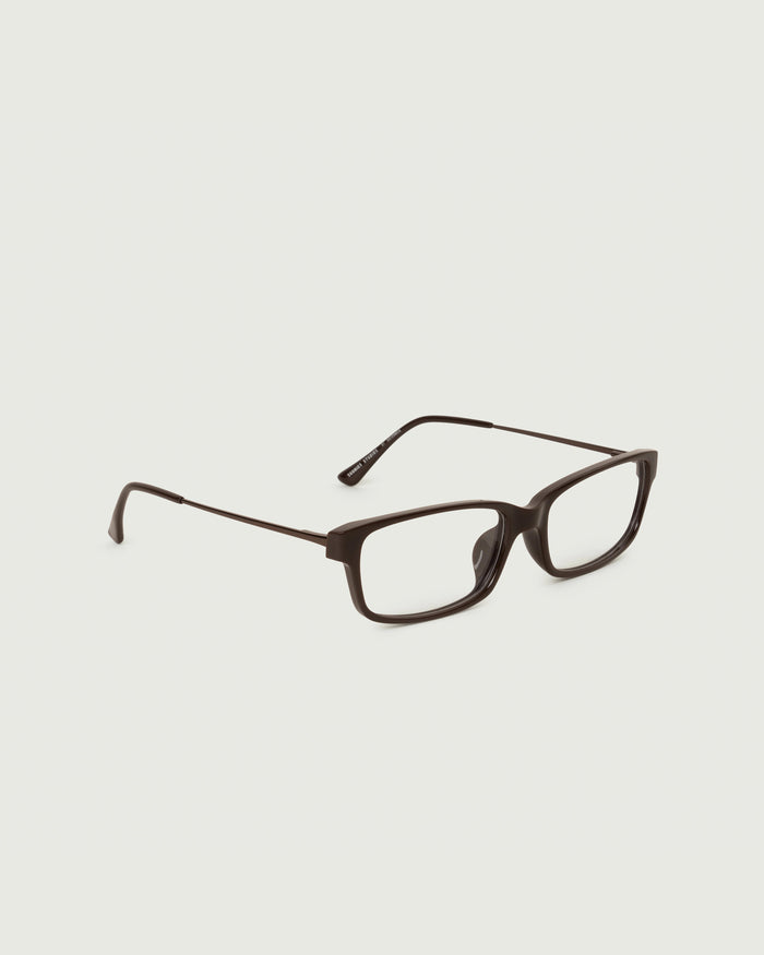 Ganache::Jones Eyeglasses rectangle Brown castor seed front diagonal